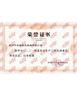 2021年度安全生产工作先进单位